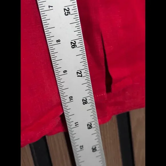 Alex Mill Shirt Large Womens Red Wash & Go 100% Linen Pockets Boxy Button Top - Picture 5 of 7